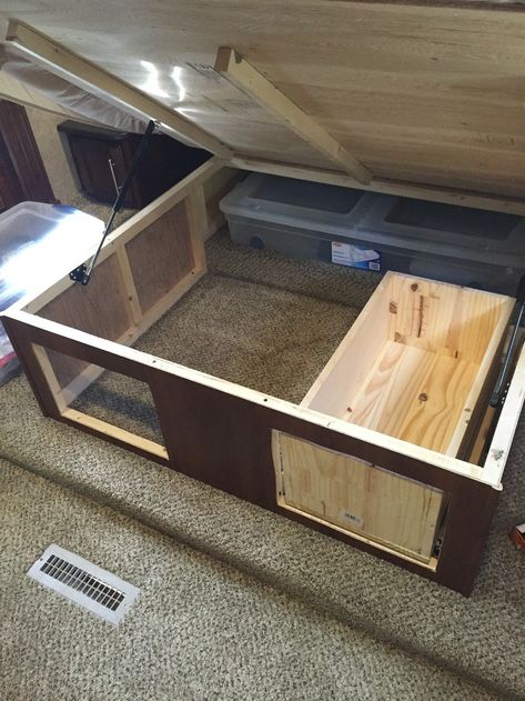 Rv Dresser Ideas, Rv Under Bed Storage Ideas Diy, Rv Bunkroom Makeover, Rv Under Bed Storage Ideas, Remodeling Rv, Small Travel Trailer Remodel, Build Drawers, Camper Organization Rv Living, Small Travel Trailer