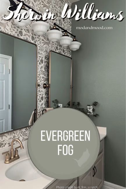 Sherwin Williams Evergreen Fog, Evergreen Fog, House Color Palettes, With Wallpaper, Decoration Inspiration, Updating House, Paint Colors For Home, Home Reno, Room Paint