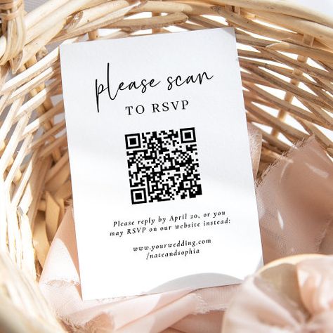 $0.40 | Simple Modern RSVP with QR Code #wedding, wedding website qr code insert, rsvp insert card, modern, simple, minimalist, black and white, basic, budget rsvp response card, rsvp qr code Save The Dates Cricut, Minimalist Wedding Card, Wedding Invitations Simple Modern, Rsvp Qr Code, Popular Wedding Invitations, Qr Code Wedding, Budget Wedding Invitations, 30th Birthday Invitations, Black Wedding Invitations