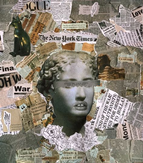 Abstract Newspaper Art, Newspaper Art Aesthetic, Justice Collage Art, News Paper Collage, Newspaper Collage Art, Collage Newspaper, Newspaper Painting, Homemade Wall Art, Newspaper Collage