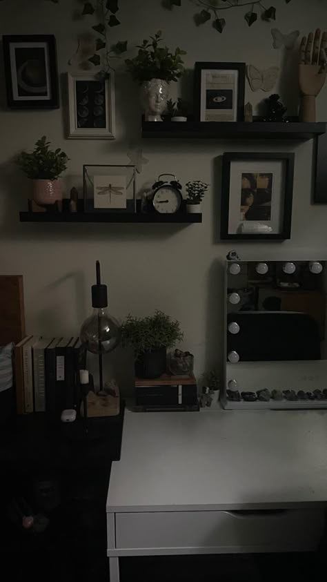 Grwm Products, Vivienne Sabo, Desk Aesthetic, Room Decor Dark, Sage Green Bedroom, College Apartment Decor, Dream Apartment Decor, Teen Room Decor, Cozy Room Decor