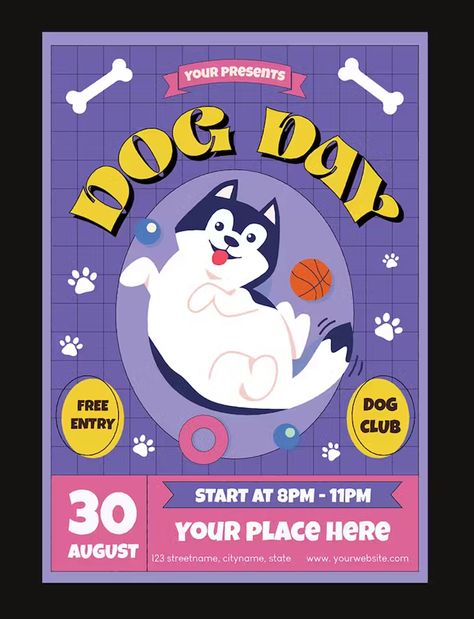 Dog Day Flyer Template AI, EPS Pet Event Poster, Pet Event, Pet Design, Dog Day, Event Poster, Dog Show, Design Aesthetic, Print Templates, Animal Design