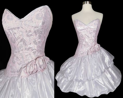 Eighties Prom Dress, 1980s Prom Dress To Buy, 80sprom Dress, Gold 80s Prom Dress, 80’s Pink Prom Dress, 80s Prom Dress, 80s Prom, Silver Skirt, Pretty Quinceanera Dresses