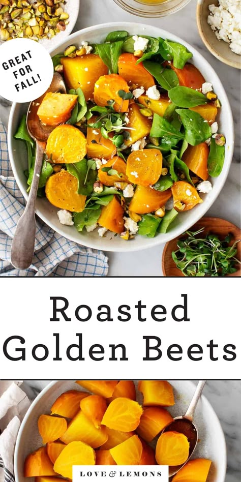 Roasted Golden Beets Recipe - Love and Lemons Golden Beets Recipe, Healthy Delicious Lunch, Golden Beets Salad, Roasted Golden Beets, Sailor Bailey, Beets Recipe, Golden Beets, Beautiful Salad, Beet Recipes