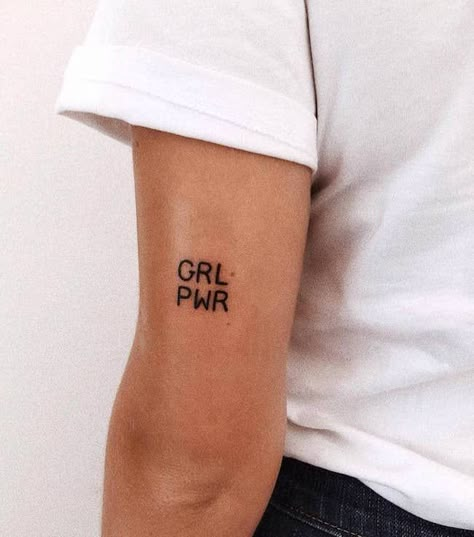 I Love Me Tattoo Ideas, Girl Boss Tattoo Ideas, Power Quotes Tattoo, Self Love Arm Sleeve Tattoo, We Made It Tattoo, So What Tattoo, Good Girl Tattoo, Exist Tattoo, Small Self Love Tattoo