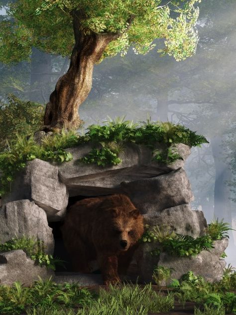 Grin And Bear It, Scene Reference, Bear Cave, Cave Entrance, Cave Drawings, Cave Bear, Prehistoric Wildlife, Beary Cute, Art Assignments