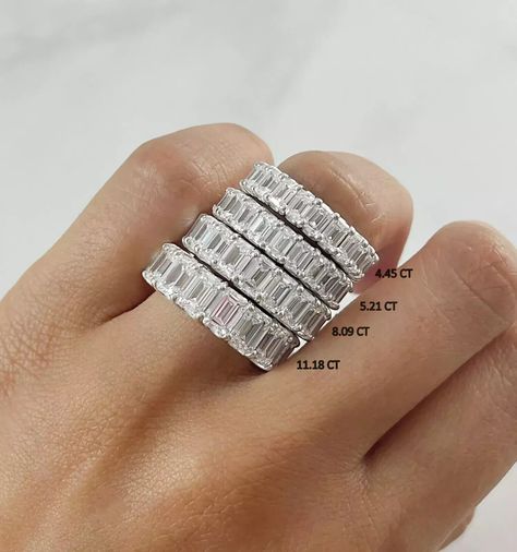 💎 Discover the epitome of elegance with our certified lab-grown diamond emerald cut eternity rings, available in a variety of carat sizes. Each ring is a testament to sustainable luxury, offering you timeless beauty with an eco-friendly touch. Choose your perfect carat and let your brilliance shine! ✨🌿 #LabGrownDiamonds #EternityRing #SustainableLuxury #EmeraldCut Luxury Lab Grown Diamond Stackable Rings With Brilliant Cut, Luxury Emerald Cut Lab Grown Diamond Eternity Band, Emerald Cut Lab Grown Diamond Fine Jewelry, Fine Jewelry Emerald Cut Lab Grown Diamond Ring, Gia Certified Emerald Cut Sterling Silver Diamond Ring, Diamond Jewerly, Engagement Gifts For Her, Emerald Cut Diamond Engagement, Customizable Jewelry