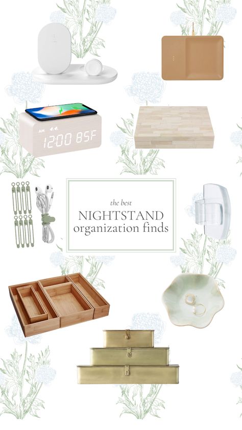 The best organization finds for your bedside table or nightstand! Get organized for good with these drawer inserts, cord organizers, label makers and more! Nightstand Organization Ideas Bedroom, Nightstand Drawer Organization Ideas, Bedside Table Drawer Organization, Bedside Drawer Organization, What To Keep In Nightstand Drawers, Organize My Nightstand, Organize Nightstand Drawer, Bedside Table Organization Ideas, Bedside Table Organizer Night Stands