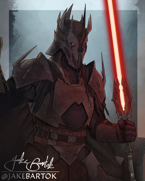 Jake Bartok on Instagram: “A good closer look at Darth Sauron. His was the most time consuming design to work on. Sharon’s OG design is iconic and super detailed, so…” Sauron Art, Jake Bartok, Sith Warrior, D&d Star Wars, Samurai Concept, Sith Empire, Star Wars Sith, Dark Side Star Wars, Star Wars Trooper