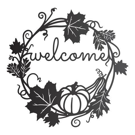 Welcome the changing of the seasons with this fall foliage and pumpkin inspired wreath sign. Laser Cut Wood Projects, Laser Cut Gift Ideas, Laser Cut Files Free, Laser Cut Wall Art, Fall Chalkboard, Reindeer Face, Lake Decor, Origami Animals, Sports Wall Art