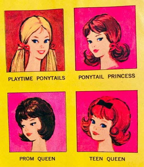 Lawrence on Instagram: “💛Barbie’s Color ‘N Curl Booklet, 1965💛” Barbie Illustration Vintage, Vintage Barbie Illustration, 60s Animation, 50s Barbie, 60s Cartoons, 1960s Barbie, 80s Barbie, Barbie Art, 60s Art