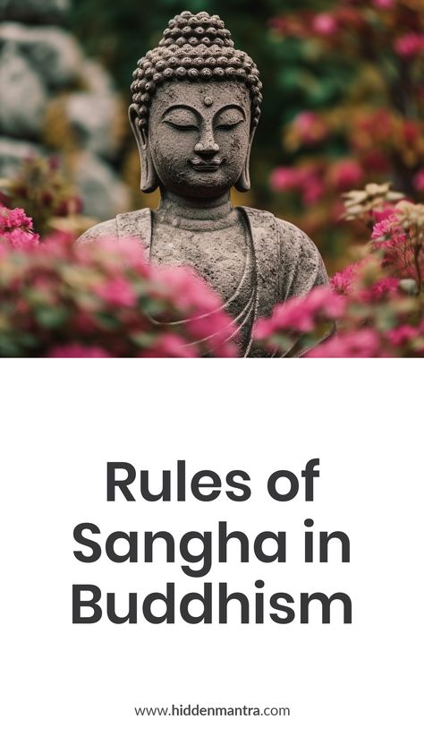 An informative post about the rules of Sangha in Buddhism, highlighting the principles of discipline and harmony in the Buddhist monastic community. Perfect for those interested in spiritual growth and Buddhist teachings. Buddha Offerings, Teachings Of Buddha, Buddhism Beliefs, Theravada Buddhism, Zen Philosophy, Monastic Life, Buddhist Wisdom, Buddhist Practices, Buddha Teachings