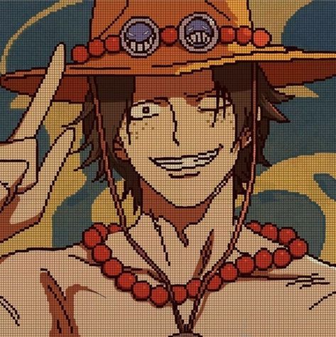 One Piece Cross Stitch Pattern, Pixel Drawing Anime, Modele Pixel Art, Graph Crochet, Arte 8 Bits, Easy Pixel Art, Cool Pixel Art, Pixel Drawing, Pixel Crochet