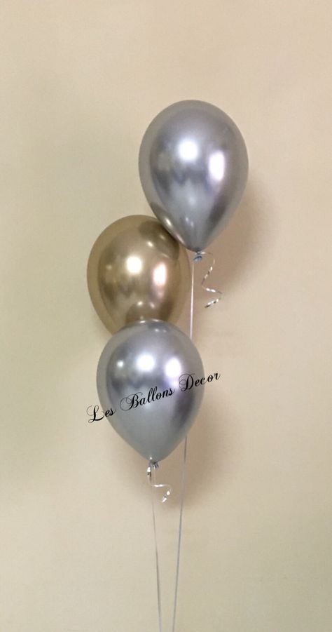 Chrome Balloons, Balloons Bouquet, Silver Balloon, Silver Chrome, Centre Piece, Balloon Bouquet, Centre Pieces, 50th Birthday, Gold And Silver