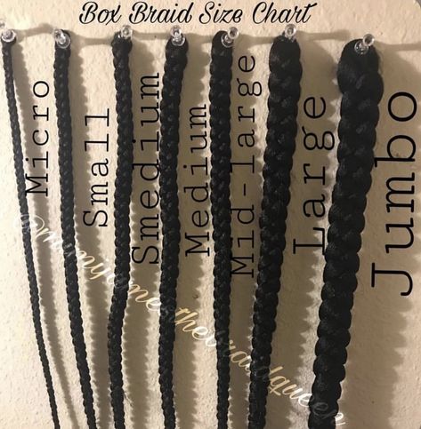 Braids Size Chart, Box Braids Size Chart, Braids Sizes, Braid Sizes, Box Braids Sizes, Hair Braid Patterns, Parting Hair, Braiding Your Own Hair, Braided Hair Tutorial