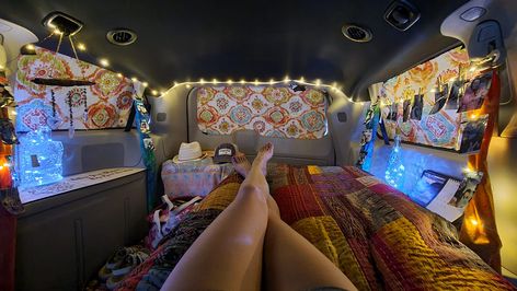 I created fun and colorful boho style window covers for stealth camping and privacy for living in my 2019 Dodge Grand Caravan minivan camper conversion and thought you might like to know how I made them! Link will take you to my youtube tutorial! Living In Minivan, Dodge Grand Caravan Custom, Suv Living Conversion, Dodge Caravan Camper Conversion, Dodge Grand Caravan Camper, Suv Living, Bohemian Camper, Suv Camper Conversion, Minivan Conversion