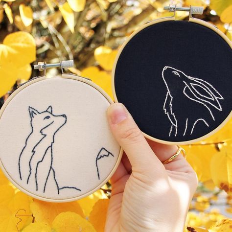 Spooky Rabbit, Hare Pattern, Animal Embroidery Patterns, Animal Embroidery, Hand Embroidery Pattern, The Fox, Embroidery And Stitching, Embroidery Pattern, Embroidery Hoop