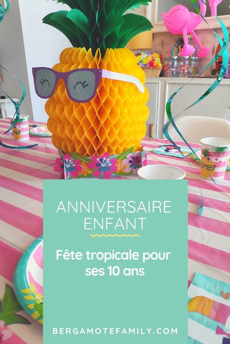 Une fête d'anniversaire tropicale pour les filles de 10 ans réussie! Anniversaire Theme Tropical, Rose Marie, 2nd Birthday, Garden Party, Kids Party, Hawaii, Planter Pots, Happy Birthday, Birthday Party