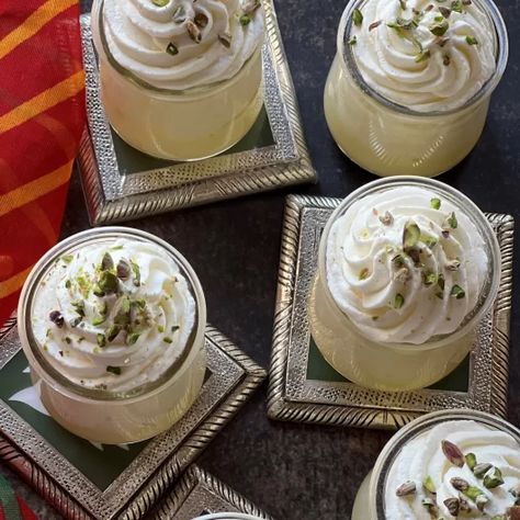 Rasmalai White Chocolate Mousse Jars White Chocolate Mousse Recipe, White Chocolate Bark, Making Whipped Cream, White Chocolate Mousse, Chocolate Mousse Recipe, Sweetened Whipped Cream, White Chocolate Ganache, Whipped Cream Frosting, Matter Of Time