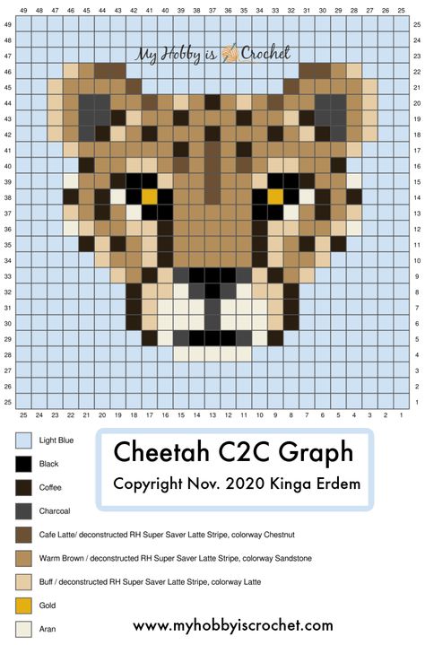 Cheetah C2C Graph Pixel Art Coeur, Crochet Pattern Graph, Crochet C2c Pattern, C2c Crochet Pattern Free, C2c Graph, Art Perle, Animal Blanket, Pixel Crochet, C2c Crochet