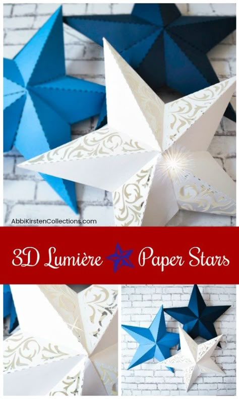 3D Paper Star Template: Paper Star Instructions and Free Template Paper Star Template, Wood Christmas Projects, Diy Stars, 3d Paper Star, Jul Diy, 3d Templates, Paper Star Lanterns, Idee Cricut, Folding Origami