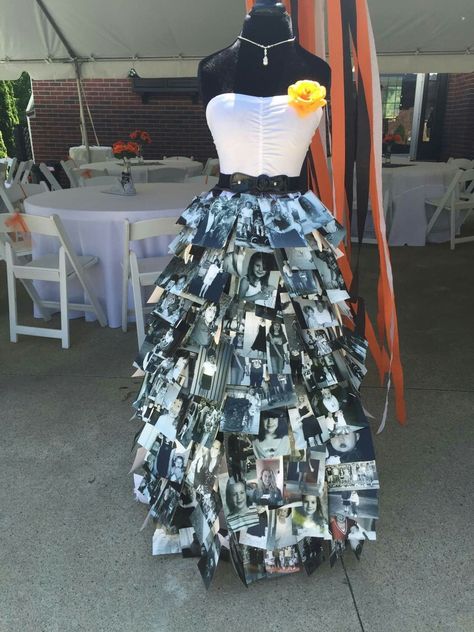 Dress Made Of Photos, Dress Making Mannequin, Creative Attire Pageant Recycled, Maniquin Dress Display, Creative Mannequin Display, Laa Vegas, Dress Out Of Newspaper, Newspaper Dress On Mannequin, Fashion Display