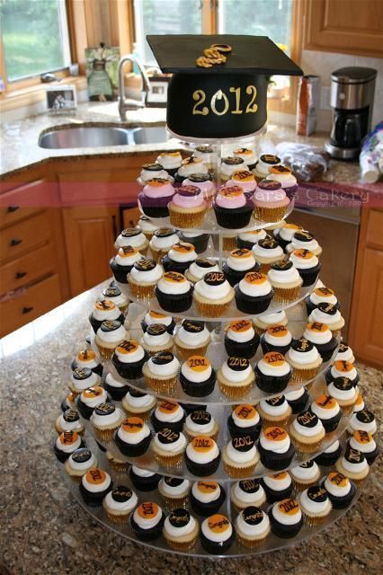 The Perfect Party for Your Grad - Cheers and Confetti Blog by Eventective Graduation Party Cupcakes, Graduation Party Desserts, High School Graduation Party Decorations, Graduation Food, Senior Party, Graduation Open House, Outdoor Graduation Parties, Graduation Party High, Boy Graduation