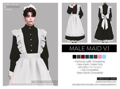 Male Maid Outfit┊New mesh 5k followers gift!! | OBSIDIAN SIMS on Patreon Sims 4 Male Dresses, Sims 4 Cc Cute Male Clothes, Sims4 Clothing Male, Male Maid Outfit, Sim4 Cc Clothing Male, Sims 4 Cc Clothes Male Patreon, Sims 4 Mods Clothes Male, Ts4 Male Clothes, Obsidian Sims