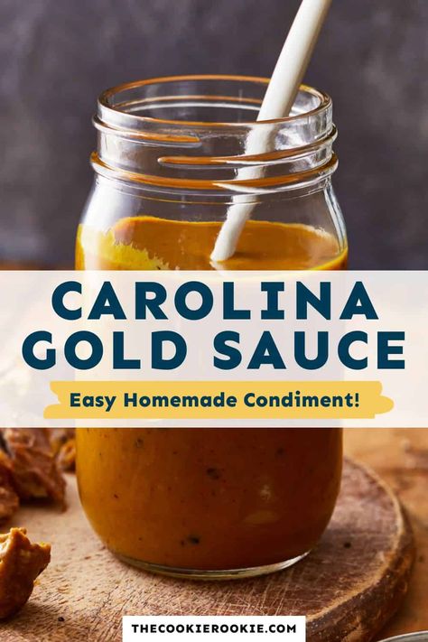 Carolina Gold BBQ Sauce Recipe - The Cookie Rookie® Gold Bbq Sauce Recipe, Carolina Gold Bbq Sauce Recipe, Carolina Gold Sauce, Carolina Gold Bbq Sauce, Gold Bbq Sauce, Gold Sauce, Carolina Bbq Sauce, Crockpot Appetizers, Dip Sauce