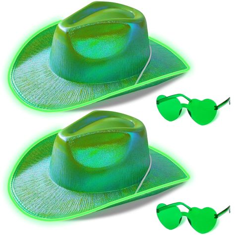 PRICES MAY VARY. Acrylic fibres 👒【Three Lighting Effects】Our Light up cowboy hat have 3 modes flashing,click button to switch between 3 different flashing modes.The cool lighting makes you stand out at the party. 🎁【High Quality Material】Holographic neon cowboy hat is made of felt material,feel thick and durable,the hat surface material has a magical gradient effect,different lights reflect the brilliant colors.Even wear it during the day,the effect of not turning on the light is also very good Light Up Cowboy Hat, Neon Cowboy, Cowgirl Halloween, Space Cowboy, Bachelorette Themes, Space Cowboys, Cowgirl Hat, Bachelorette Party Themes, Kids Gift Guide