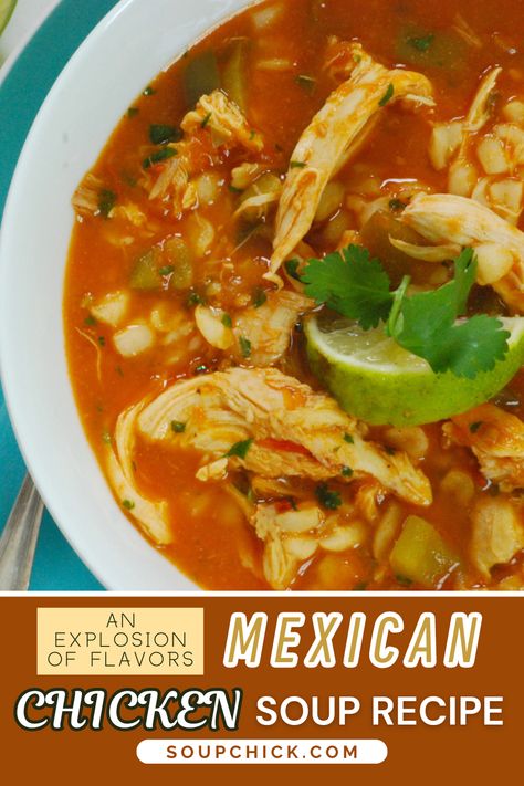 Vibrant Mexican Chicken Soup with Tender Chicken and Spices Spicy Mexican Chicken Soup, Mexican Style Chicken Soup, Mexican Crockpot Soup, Mexican Restaurant Chicken Soup, Spanish Chicken Noodle Soup, Traditional Mexican Soup, Chicken Soup Mexican Style, Authentic Mexican Chicken Soup, Spicy Chicken Soup Crockpot