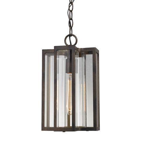 Bianca 1-Light Outdoor Pendant in Hazelnut Bronze – BURKE DECOR Porch Pendant Light, Front Door Light, Modern Porch, Clear Glass Pendant Light, Front Yard Decor, Pendant Lighting Ideas, Door Light, Outdoor Chandelier, Outdoor Pendant Lights