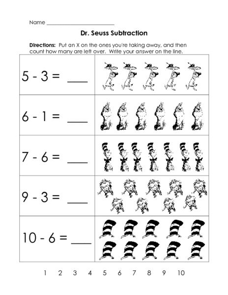 Dr Seuss Math Kindergarten, Dr Seuss Math Activities, Dr Seuss Kindergarten, Dr Seuss Math, Dr Seuss Preschool, Dr Seuss Classroom, Worksheet For Kindergarten, Subtraction Kindergarten, Dr Seuss Activities