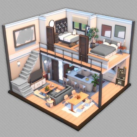 Small House Blueprints, Loft House Design, Sims 4 House Plans, Tiny House Loft, House Floor Design, Building House Plans Designs, Sims 4 House Design, Sims House Plans, House Layout Plans