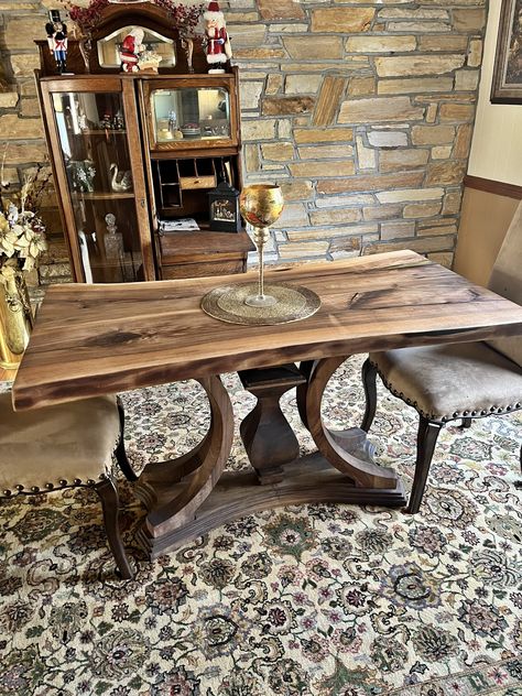 Live Edge Dining Table, Dining Table,solid American Black Walnut, Walnut Wood, Walnut Slab, Live Edge Table, Walnut Dining Table - Etsy Metal Dining Table Legs, Coffee Table Legs Wood, Dining Table Height, Table Pedestal, Live Edge Dining Table, Make A Table, Coffee Table Legs, Dining Table Bases, Trestle Dining Tables