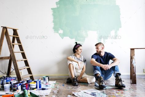 Couple renovating the house by Rawpixel. Couple renovating the house#renovating, #Couple, #Rawpixel, #house Home Renovation Costs, Marine Paint, Pool Paint, Different Types Of Painting, House Painter, Deck Paint, Diy Renovation, Types Of Painting, Painted Floors