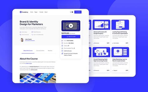 Show the quality of your courses with the Course page from Acaemy, our marketing course Webflow Template. Course Web, Online Web Design, Html Website, Html Website Templates, Growth Marketing, Marketing Course, Marketing Courses, Brand Identity Design, Ui Ux Design