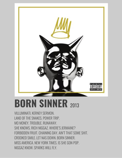 Jcole Album Poster, Album Covers Vinyls, Album Prints, Born Sinner, Artist Posters, Minimalist Polaroid Poster, Nike Poster, Song Posters, Album Wall