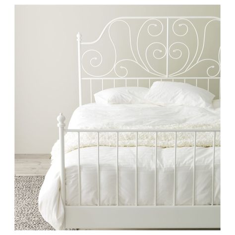 LEIRVIK Bed frame - white - IKEA Ikea Leirvik, Leirvik Bed, White Metal Bed Frame, White Metal Bed, Cama Ikea, Bed Base Frame, Head Boards, White Bed Frame, Ikea Bed