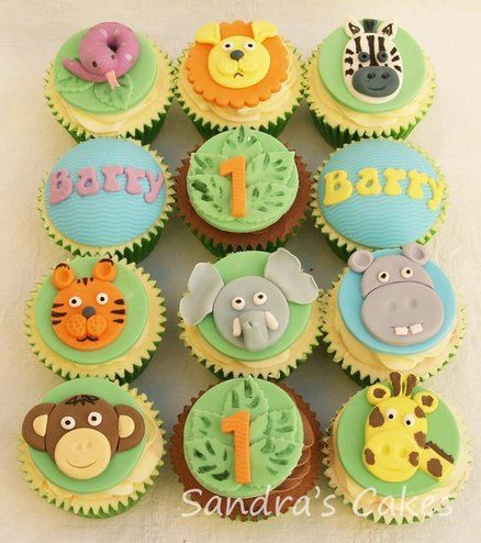 Jungle themed cupcakes Jungle Theme Cupcakes, Jungle Cupcakes, Jungle Birthday Cakes, Safari Cupcakes, Cars Theme Cake, Baby Boy Birthday Cake, Cupcakes For Boys, Jungle Theme Birthday, Jungle Cake