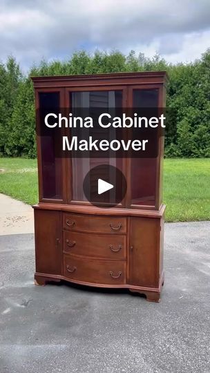 7.7K views · 357 reactions | This china cabinet has been transformed into something more modern with a new base and this gorgeous c | Reimaginefurniture Dining Room With Two China Cabinets, Refurbish Old China Cabinet, China Cabinet As Bookcase, China Cabinet Into Bookcase, Duncan Phyfe Buffet Makeover, Painting China Cabinet Ideas, Old China Cabinet Makeover, Redone China Cabinet, China Cabinet Display Ideas