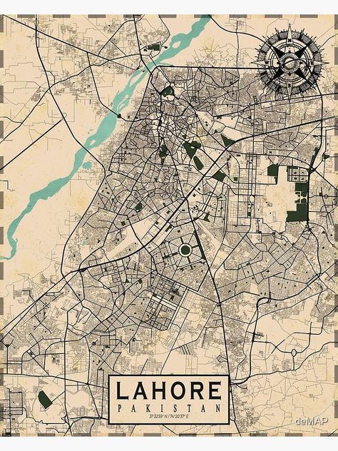 "Lahore City Map of Punjab, Pakistan - Vintage" Poster for Sale by deMAP | Redbubble Map Of Punjab, Lahore Map, Old Pakistan, Pakistan Poster, Pakistan Vintage, Vintage Pakistan, Pakistan Punjab, Pakistan Map, Pakistan Art