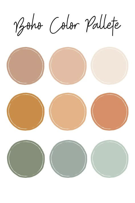 Earthy Nursery Colors, Earth Tone Room Colors, Nice Color Palletes, Muted Earth Tones Colour Palettes, Country Chic Color Palette, Wedding Boho Color Schemes, Trending Color Schemes, Muted Color Palette Earth Tones Living Room, Boho Chic Colour Palette