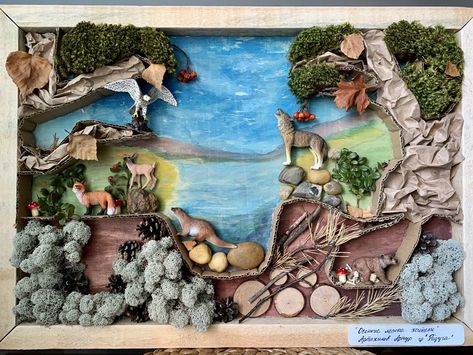 Biomes Project, Ecosystems Projects, School Exhibition, Forest Crafts, Animal Sewing Patterns, Animal Activities, Animal Habitats, Nature Center, Montessori Activities