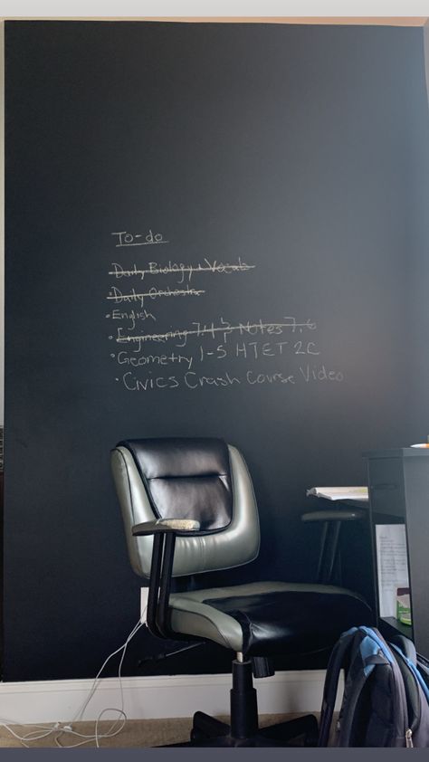 #bedroom #desks #chalk #todolist #aesthetic #aestheticphotography #wallpapers #chalkboard #school #chair #black #screensaver Bedroom Desks, Chalkboard Wall Bedroom, School Chair, Desk Wall, Chair Desk, Dorm Inspo, Black Board, Chalkboard Wall, Wallpaper Bedroom