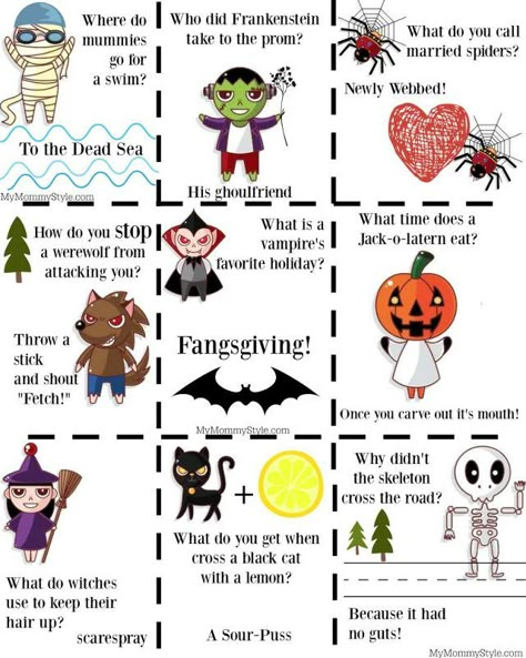 Halloween Jokes For Kids, Lunchbox Printables, Kids Lunch Box Notes, Funny Halloween Jokes, Halloween Lunch Box, 2024 Calendar Printable, Printable Yearly Calendar, Kids Jokes, Lunchbox Jokes