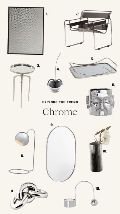 Explore the trend: chrome 🖤 #LTKunder100 #LTKunder50 #LTKhome Chrome Decor, Silver Decor, Urban Living, The Trend, Metallic Silver, Accent Decor, Tray, Silver, Home Decor