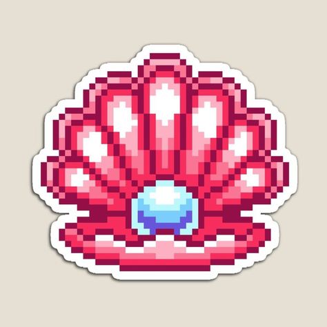 Pixel Pink Seashell with Pearl #Sticker #stickers #retro #gamer #gaming #cute #kawaii #buyme #pixel #pixelart #art #digital #drawing #illustration #draw #ocean #beach #sea #water #waves #surf #underthesea #marine #underwater #oceanlife #aquatic #shells #seashells Seashell Graphic Design, Pixel Seashell, Seashell Pixel Art, Waves Pixel Art, Axolotl Pixel Art, Ocean Pixel Art, Pixel Ocean, Kokomi Aesthetic, Seashell With Pearl