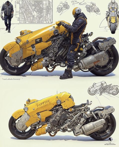 Scifi Motorcycle Concept Art, Sci Fi Vehicle Design, Futuristic Vehicle Concept Art, Cyberpunk Motorcycle Concept Art, Sci Fi Bike, Vehicle Design Concept, Motorcycle Concept Art, Vehicle Concept Art, Cyberpunk Motorcycle