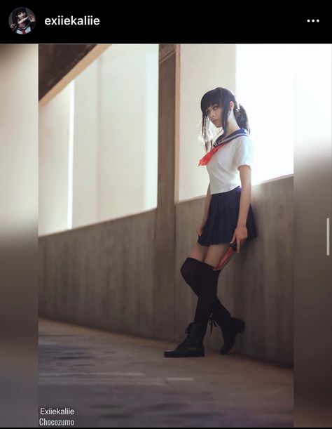 Ayano Aishi Cosplay, Ayano Aishi, Yandere Simulator, Body Reference, Leather Skirt, Leather, Pins